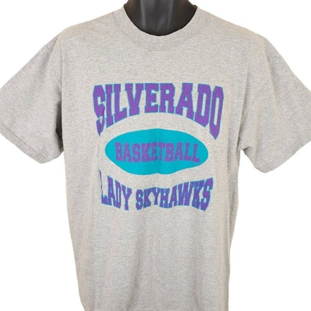 Vintage Silverado Lady Skyhawks T Shirt Mens Size Large Gray High School